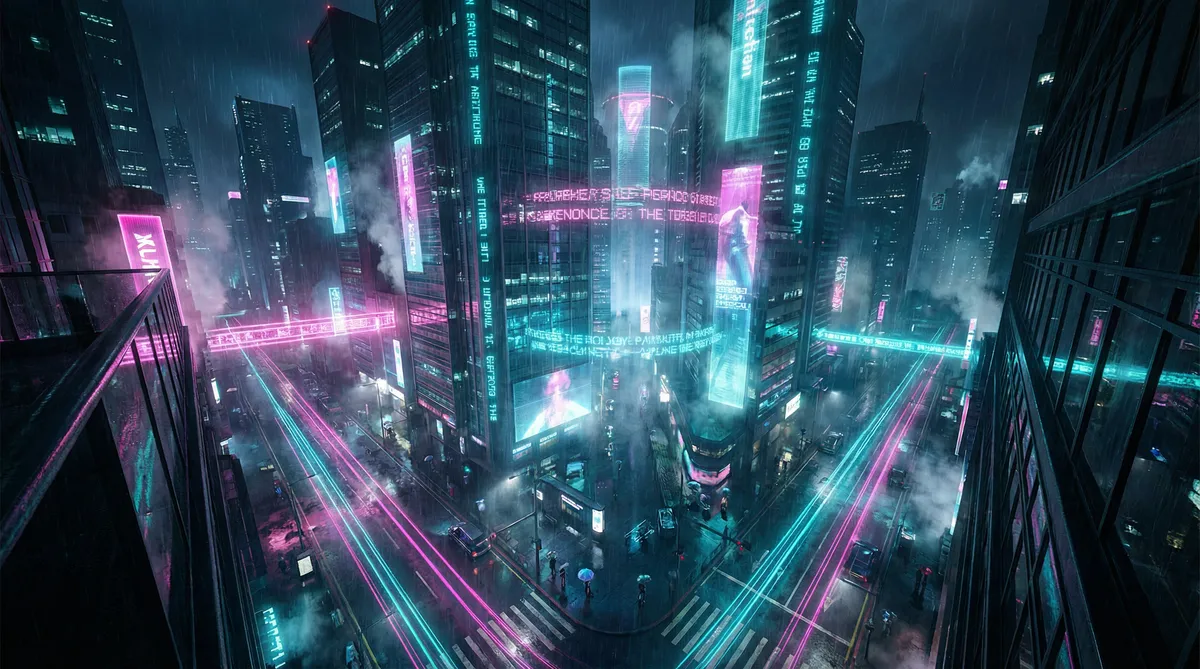 艳肉观世音性三级 竖屏短剧平台首页背景 - 赛博朋克都市夜景